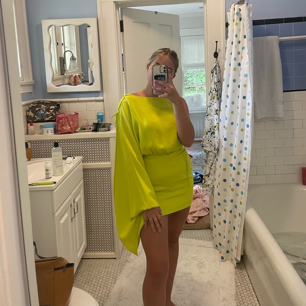 ALEXIS Wesley Mini Dress in Chartreuse Size XS